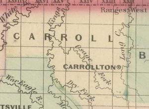 Carroll County from the 1875 Arkansas and portion of Indian Territory Map - FM